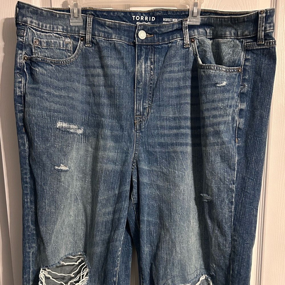 Torrid Women's Blue Distressed Flare Jeans